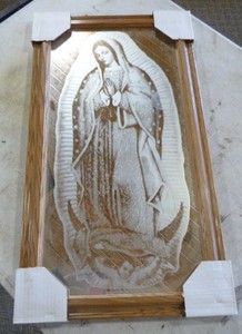 Framed Etched Our Lady of Guadalupe Mirror