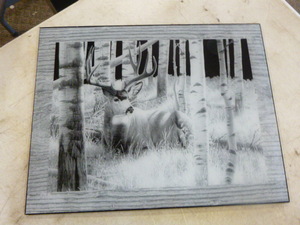 Mule Deer Reversed Etching