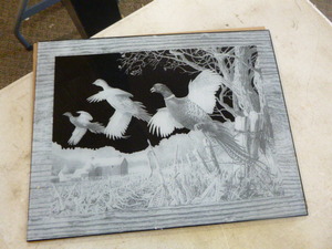 Pheasants Reversed Etching