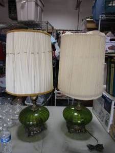 2-Green Glass Lamps 33