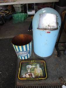 Vintage Pop Corn Tin, Trash Can & ET TV Tray