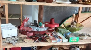 Large Lot Of Solar Lights, Candles, Vintage Floral, Arranging Frogs, Holiday Decor