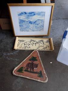 Framed Picture & Elephant Misc