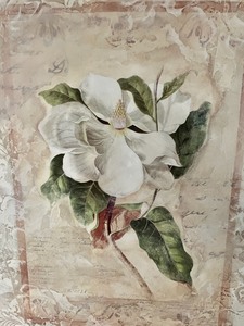 lot 107 image: Fine Floral Print on Wood