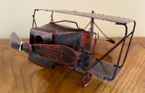 lot 32 image: Metal Figurines Detailed Musical Metal Airplane and Farm Scene