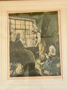 lot 12 image: The Lady Head Dress Etching by J. Hugard