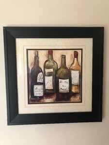 lot 52 image: Framed Wine Bottle Art