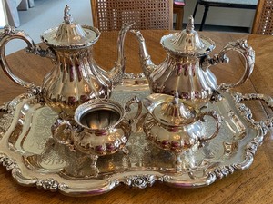 lot 112 image: Silver Plated Tea Service w Tray