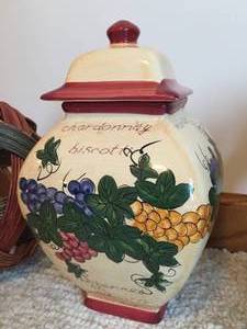 lot 227 image: Nonnis Coverd Vase and Two Wicker Woven Balls
