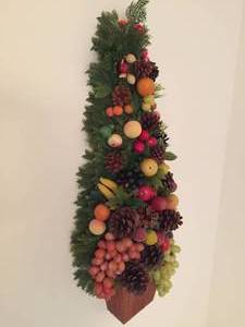 lot 248 image: Hand Made Fruit Tree Wall Hanging With Wooden Base