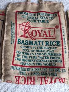 lot 308 image: 3 Zippered  Burlap Bags With Great Graphics