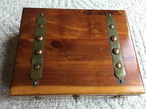 lot 316 image: Wooden Ornate DresserTrinket Box With Brass Accents