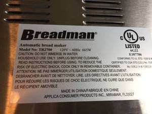 lot 362 image: Breadman Automatic Bread Maker