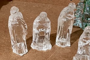 lot 396 image: Glass Nativity Scene with Trees