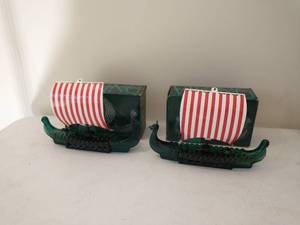 Two Viking Ship Avon Perfume Bottles