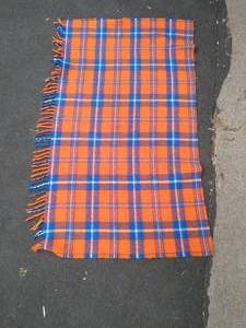 Vintage Plaid Wool Blanket Remnant