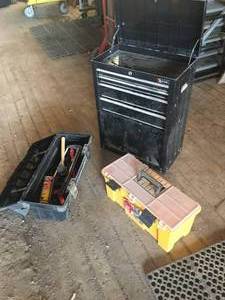 lot 55 image: Tool Box Lot with Rolling 30 x 22 x 12 Tool Cart