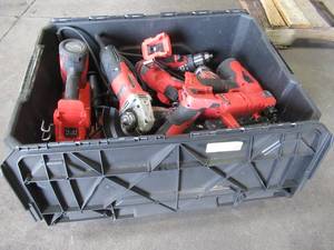 lot 48 image: WHOLESALE MIXED BIN OF MICELLANOUS MILWAUKEE TOOLS - SAWS, DRILLS, NAILERS AND MORE