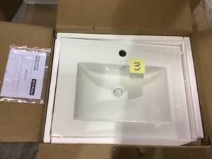 24 in. Ceramic Single Faucet Hole Vanity Top in White with White Basin&nbsp&nbspCustomer Returns See Pictures&nbsp