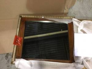 24 in. W x 29 in. H Framed Rectangular Beveled Edge Bathroom Vanity Mirror in Dark Cherry Customer Returns See Pictures&nbsp