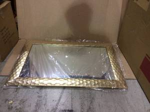 Medium Rectangle Distressed Gold Beveled Glass Art Deco Mirror (34 in. H x 28 in. W) Customer Returns See Pictures&nbsp