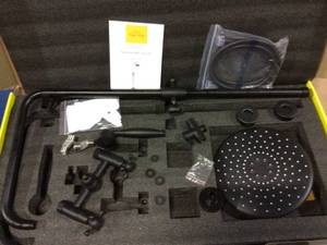 Exposed Pipe Complete Shower System 1-Spray Patterns with 2.5 GPM 8 in. Wall Mount Dual Shower Heads in Matte Black by Boyel Living Customer Returns See Pictures&nbsp