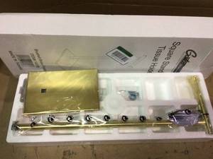 Latitude II Square Freestanding Toilet Paper Holder in Brushed Brass by Gatco Customer Returns See Pictures&nbsp
