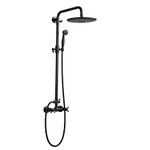 Boyel Living Exposed Pipe Complete Shower System 1-Spray Patterns with 2.5 GPM 8 in. Wall Mount Dual Shower Heads in Matte Black