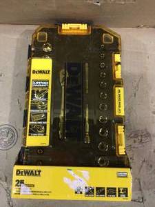 lot 1 image: 14 in. Drive SAE and Metric Ratchet and Socket Set (25-Piece) by DEWALT Customer Returns See Pictures 