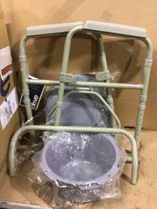 lot 6 image: Folding Steel Bedside Commode by Drive Medical Customer Returns See Pictures 