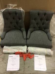 lot 18 image: Bakerford Ebony Wood Upholstered Dining Chair with Charcoal Seat (Set of 2) (21.85 in. W x 36.22 in. H) Customer Returns See Pictures 