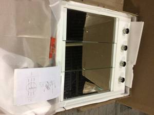 lot 20 image: Concord 30 in. x 30 in. 4-Light Tri-View Surface-Mount Medicine Cabinet in White Gloss Customer Returns See Pictures 