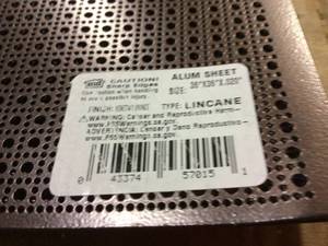 lot 27 image: 3 ft. x 3 ft. Aluminum Venetian Bronze Lincane Sheet by M-D Building Products Customer Returns See Pictures 
