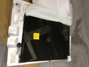 lot 36 image: Latitude 24.5 in. W x 32.5 in. H Framed Rectangular Beveled Edge Bathroom Vanity Mirror in Matte Black Customer Returns See Pictures 