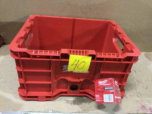 lot 40 image: PACKOUT 18.6 in. Tool Storage Crate Bin by Milwaukee Customer Returns See Pictures 