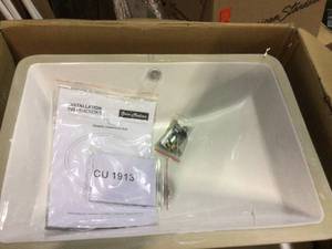 lot 53 image: Plaisir 21 in. Rectangular Undermount Bathroom Sink in Glossy White Customer Returns See Pictures 