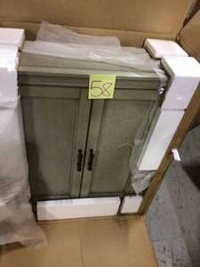 lot 58 image: Hazelton 25 in. W Bathroom Storage Wall Cabinet in Antique Grey Customer Returns See Pictures 
