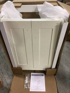 lot 59 image: Hawthorne 24 in. W x 21-34 in. D Vanity Cabinet in Linen White Customer Returns See Pictures 