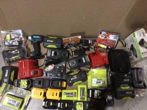 lot 72 image: BIG MIX LOT OF BATTERY CHARGER,  AND MIX TOOLS PLUS MISC. Customer Returns See Pictures 