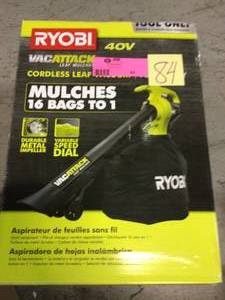 lot 84 image: 40-Volt Lithium-Ion Cordless Battery Leaf VacuumMulcher (Tool Only) by RYOBI Customer Returns See Pictures 