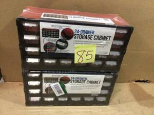 lot 85 image: 24-Compartment Small Parts Organizer, Red by TAFCO Product Customer Returns See Pictures 
