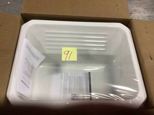 lot 91 image: Kensington Undermount Acrylic 25 in. Single Bowl Utility Sink in White by Thermocast Customer Returns See Pictures 
