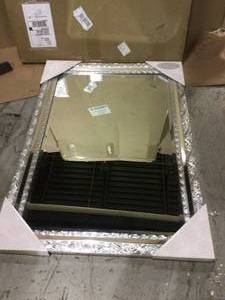 lot 94 image: Large Rectangle Shiny Silver Beveled Glass Art Deco Mirror (42 in. H x 30 in. W) Customer Returns See Pictures 