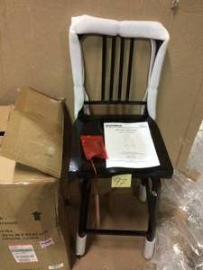 lot 97 image: Kipling Black Metal Swivel Bar Stool with Back (17.52 in. W x 45.67 in. H) Customer Returns See Pictures 