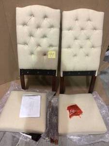 lot 99 image: Crown Ivory Linen Dining Chair (Set of 2) by Noble House Customer Returns See Pictures 