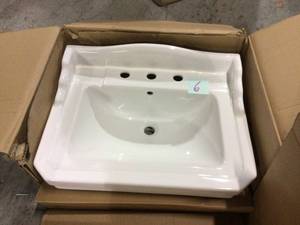 lot 6 image: Series 1930 Lavatory and Pedestal Combo in White by Foremost Customer Returns See Pictures