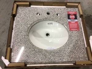lot 7 image: 25 in. Granite Vanity Top in Napoli with White Basin by Pegasus Customer Returns See Pictures