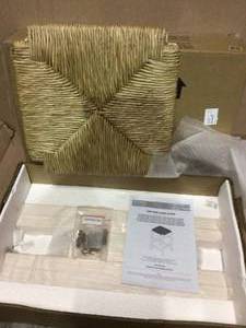 lot 10 image: Dorsey Ivory Wood Backless Counter Stool with Rush Seat (16.54 in. W x 25.59 in. H) Customer Returns See Pictures