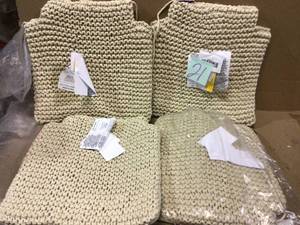 lot 21 image: Franconia Boho Beige Knitted Cotton Chair Pads (Set of 2)Customer Returns See Pictures