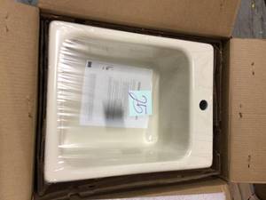 lot 25 image: Crisfield Beige Acrylic 17 in. 1-Hole Drop-in Bar Sink in Bone Customer Returns See Pictures